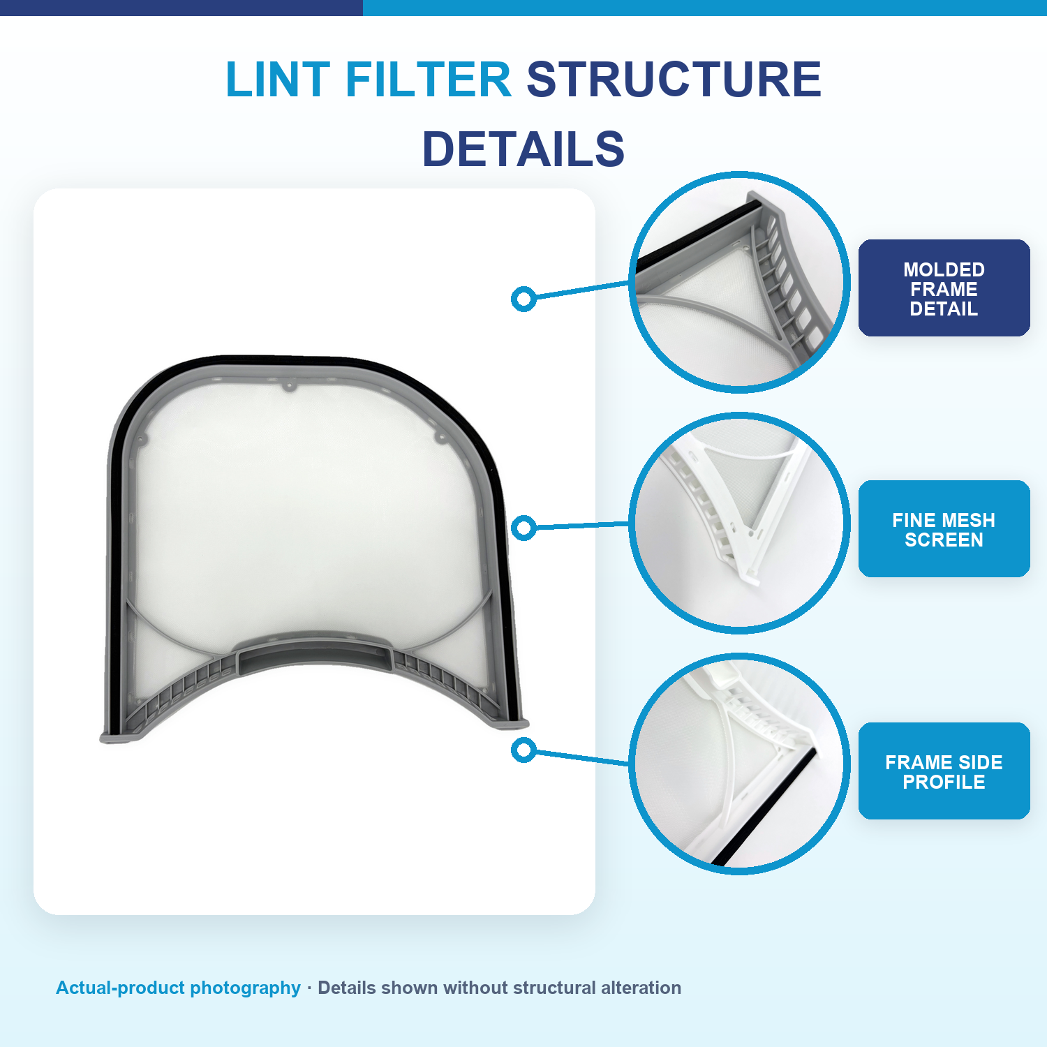 5231EL1003B curved replacement dryer lint filter compatible with LG and Kenmore — detail 2