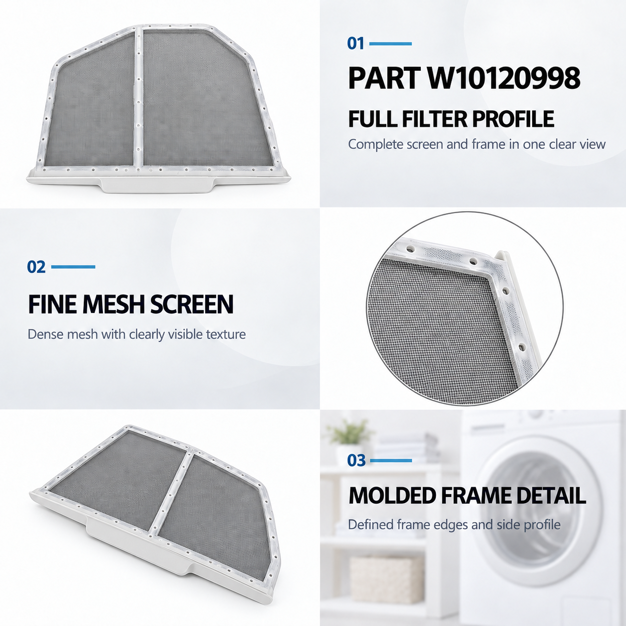 W10120998 replacement dryer lint filter compatible with Whirlpool Maytag and Kenmore — detail 3