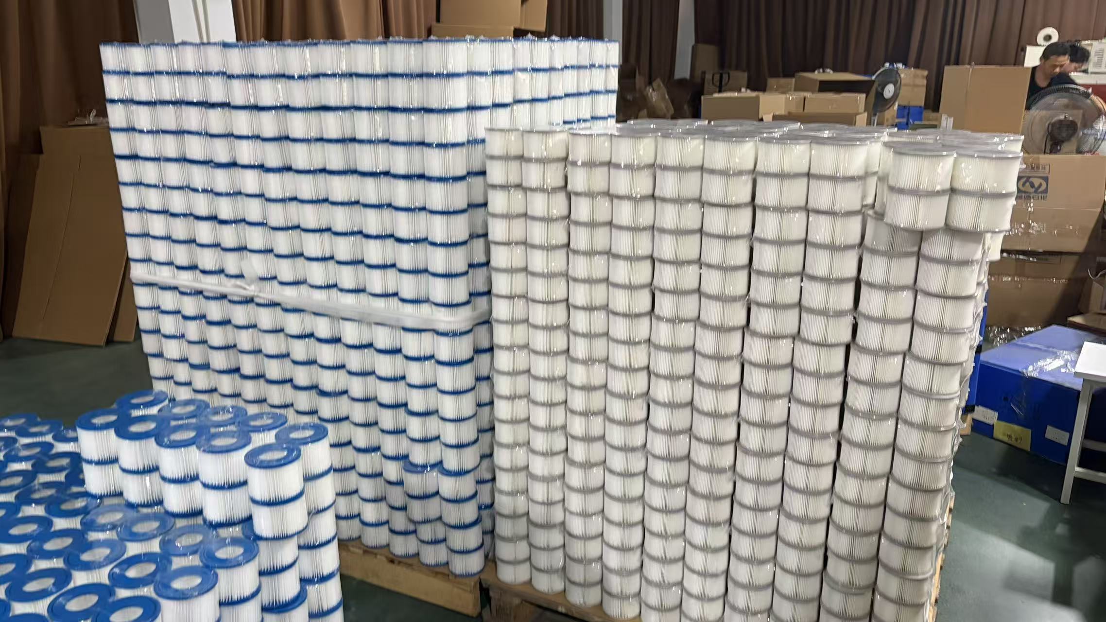 Large ready stock of filter cartridges prepared for fast replenishment